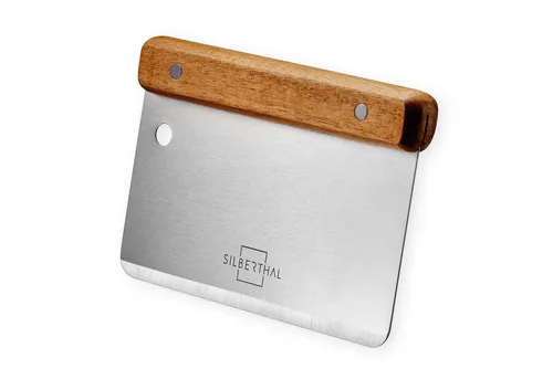 SILBERTHAL Teigschaber Teigkarte Edelstahl 16 cm mit Holzgriff, ideal zum Portionieren, Schneiden & Schaben