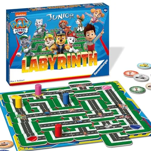 Paw Patrol Junior Labyrinth 20799 - spannendes Brettspiel für Kinder ab 4 Jahren, fördert logisches Denken und Teamgeist mit beliebten Hunde-Helden