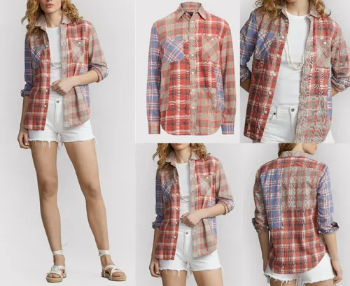POLO RALPH LAUREN GEORGIA Cotton Twill Check Shirt Hemd T-Shirt Top Bluse New M