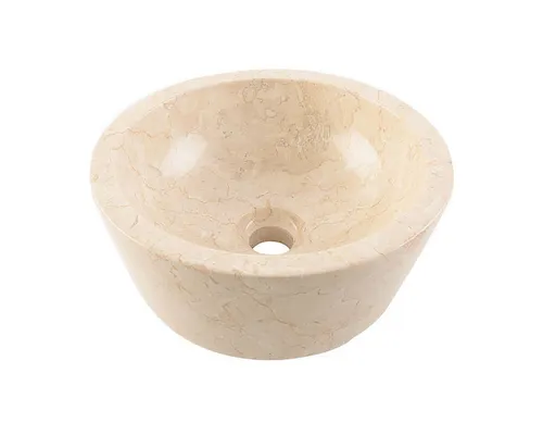 wohnfreuden Aufsatzwaschbecken MINIJAYA 30 cm creme rund - Handtaschen und Badezimmeraccessoires, elegantes Aufsatzwaschbecken aus hochwertigem Marmor in creme, ideal für moderne Badezimmergestaltung.