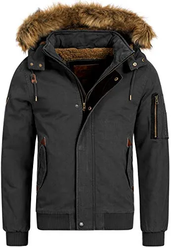 Indicode Herren Pennington Winterjacke aus Baumwolle | Winterparka Herrenjacke Parka Dk Grey, M