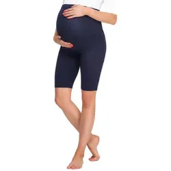 Be Mammy Umstandsleggings Damen Kurze Umstandsleggings BE20-259 (1-tlg) elastischer Bund blau XL
