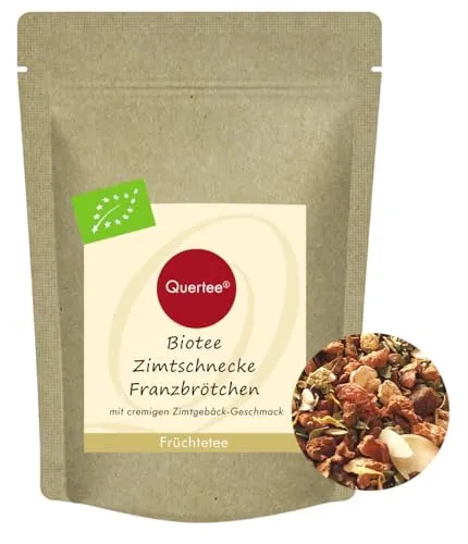 Franzbrötchen Tee mit Zimtschnecken-Geschmack - Biotee natürliche Teemischung mit cremigen Zimtgeschmack von Quertee (200 g)