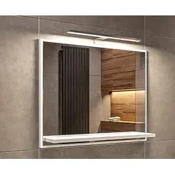 LED-Badspiegel mit Ablage 60x50 cm in Weiß – Modernes Design für Ihr Bad