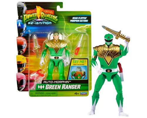 Playmates Toys Actionfigur Mighty Morphin Power Rangers Auto-Morphin Figur, Verwandlungsfunktion, Bewegliche Gelenke, Umfangreiches Zubehör