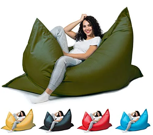 sunnypillow XXL Sitzsack, Riesensitzsack Outdoor & Indoor 180 x 145 cm mit 380L Styropor Füllung Sessel für Kinder & Erwachsene Sitzkissen Sofa Beanbag viele Farben und Größen zur Auswahl Dunkelgrün