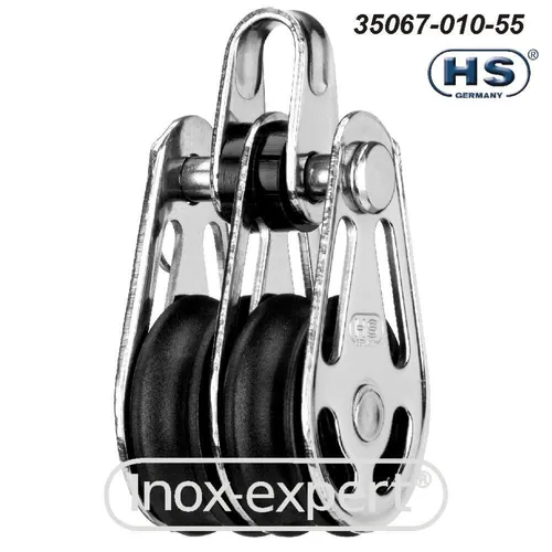 HS SPRENGER DOPPELBLOCK für Tau bis 6 mm, Bügel abnehmbar, VA-Backen