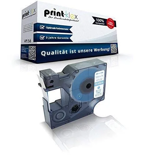 Print-Klex Schriftband kompatibel für Dymo D1 45014 Labelmanager PC Labelmanager PC2 Labelmanager PnP Mobile Labeler Labelpoint 100 S0720540 7mx12mm 7 m x 12 mm Blau Weiss - Office Serie