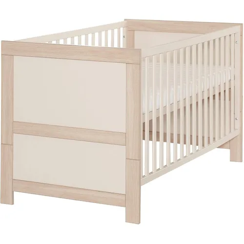 roba Babybett Momo 70 x 140 cm - Mitwachsendes Gitterbett - Betten - Höhenverstellbar und umbaubar zum Juniorbett, ideal für eine lange Nutzungsdauer bis 7 Jahre, in modernem Cashmere und Tristan Eiche.