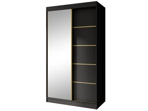 Beautysofa Schiebetürenschrank MARIKA LUX mit Spiegel - Eleganter Kleiderschrank mit Schwebetüren, 120 cm breit und 216 cm hoch. Bietet praktische Stauraumlösungen mit Kleiderstange und Einlegeböden. Ideal für stilvolle Organisation.