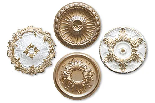 MARBET DESIGN Stuckrosette aus EPS Styropor - Deckenrosette gold, Zierelement, Stuck (R-15 gold, Ø 34cm) Wanddekoobjekt Innendekoration Dekor rund