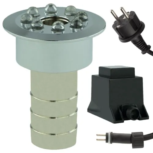 Wasserspielbeleuchtung blau mit Trafo, 0,8 Watt, IP68, 12V - Brunnen & Kaskaden: Verwandeln Sie Ihren Garten mit dieser energieeffizienten LED-Wasserspielbeleuchtung in eine stimmungsvolle Oase, die mit 103 LUX und IP68-Zertifizierung für Sicherheit und Atmosphäre sorgt.