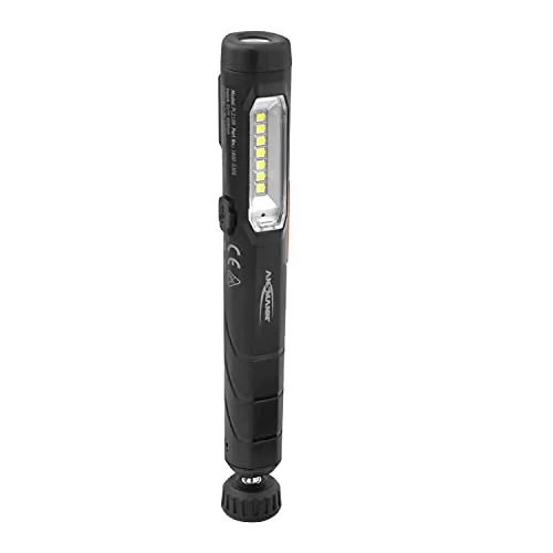 ANSMANN Mini Stiftleuchte PL130B - Taschenlampe mit 130 Lumen, ideal für Werkstatt, Sport und Hobby. Kompakt und flexibel, inklusive Clip und 2 AAA Batterien für sofortige Nutzung.
