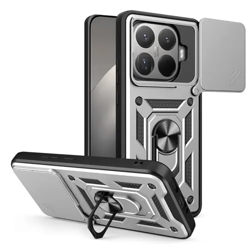 betterfon Handyhülle Kompatibel mit Xiaomi 15T Pro | Stoßfest & Kratzfest | Mit Kameraschutzring, Anti-Fingerabdruck & robuster Panzer-Design in Silber