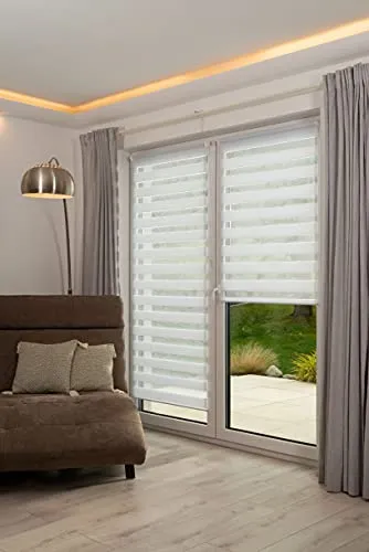 K-home Klemmfix Doppelrollo Madrid ohne Bohren Weiß 40 x 150 cm (B x L)