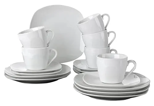 Home4You Kaffeeservice 18-tlg. für 6 Personen - Hochwertiges Porzellan, mikrowellengeeignet und spülmaschinenfest, ideal für stilvolle Kaffeerunden im Haushalt.