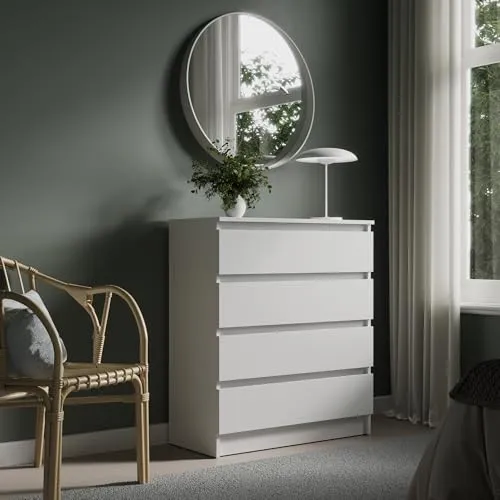 Home Collective Kommode 76cm breit mit 4 Schubladen - Kommode & Sideboard, in Deutschland produziert mit stabilen Schubladen und extra viel Stauraum für jeden Raum.