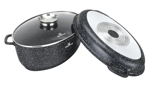 Klönberg Aluguss Bräter, 8L Alugussbräter,Bratpfanne, zwei in eins, Gänsepfanne KB4036 SCHWARZ