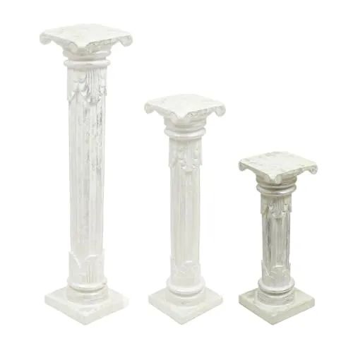 Oriental Galerie Antike Blumensäule Silberwash 60 cm - Präsentationssockel aus Holz im modernen Shabby Chic Look, ideal für stilvolle Dekoration oder als Blumensäule in verschiedenen Designs und Größen.