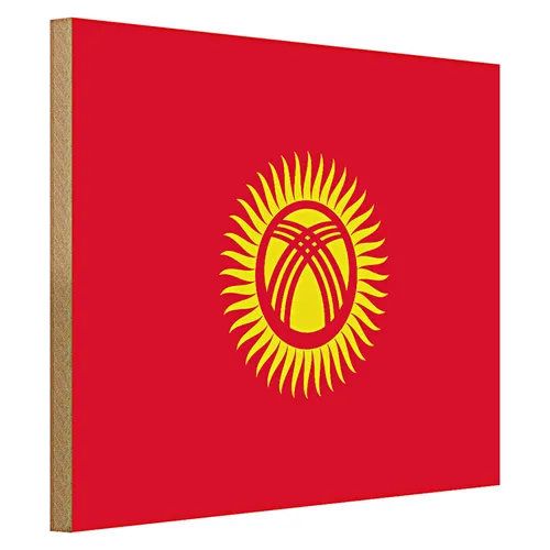 Holzschild Flagge Kirgisistan 40x30cm Flag of Kyrgyzstan