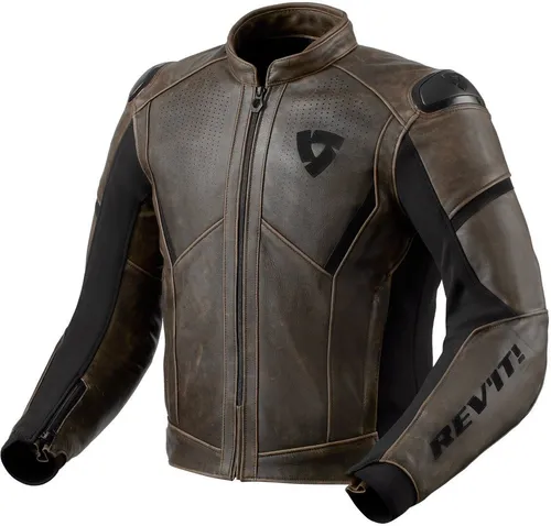 Revit Parallax Motorrad Lederjacke, schwarz-braun, Größe 52