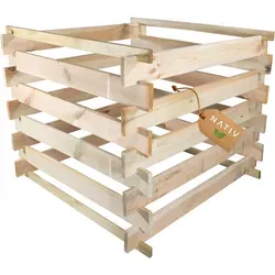 Holzkomposter 88x88x73cm mit Stecksystem - Komposter aus kesseldruckimprägniertem Holz, ideal für die umweltfreundliche Verwertung von Gartenabfällen und Herstellung von nährstoffreichem Kompost. Einfacher Aufbau ohne Werkzeug dank Stecksystem, platzsparend und robust.