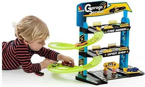 MOLTO 3-stöckige Parkhaus mit Garage und Aufzug - Autogaragen & -werkstätten: Fördert die kognitive Entwicklung und Kreativität der Kinder mit Rampen, Waschbereich und Tankstelle – stundenlanger Spielspaß ohne Bildschirm!