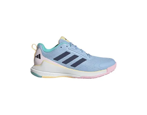 adidas Damen Novaflight 2 Indoor Shoes - Sportliche Sneaker in Glow Blue - Damen-Sneaker mit gepolstertem Schaft und Lightstrike Dämpfung für optimalen Komfort, ideal für Indoor-Sport und umweltfreundlich aus recycelten Materialien.