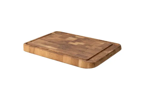Continenta Schneidebrett aus Eiche, Stirnholz 42x29x3,5cm - Schneidebrett aus Eiche, langlebig und pflegeleicht dank innovativer Stirnholzbauweise – ideal für anspruchsvolle Köche!