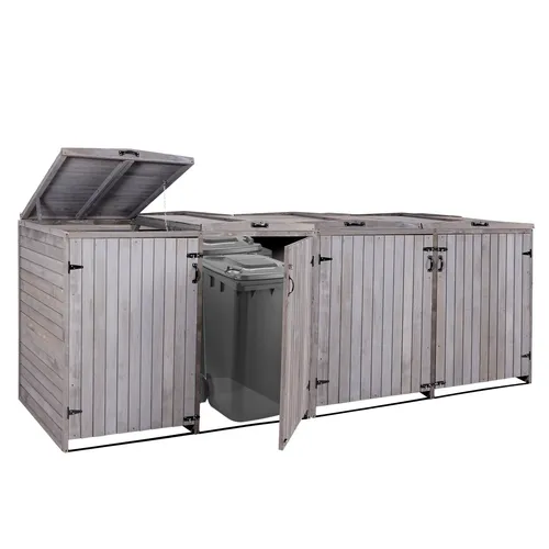 XL 4er-/8er-Mülltonnenbox HWC-H74, erweiterbar 120x75x96 Massiv, anthrazit-grau