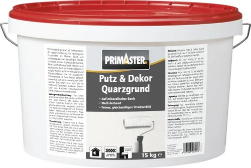 Primaster Putz & Dekor Quarzgrund 15 kg - Hochwertige Grundierung für Innen- und Außenanwendungen, sorgt für optimale Haftung und gleichmäßigen Untergrund.