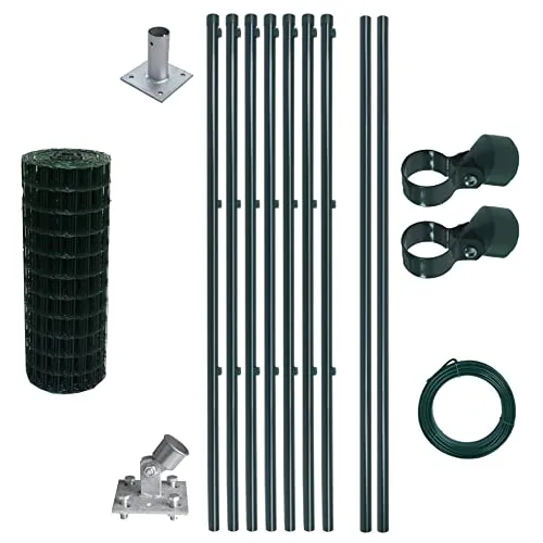ESTEXO Gartenzaun Schweißgitterzaun Komplettset 0,8 x 10m - Vielseitiges Zaunset zur einfachen Umzäunung von Gärten und Beeten. Verzinkte und PVC-beschichtete Materialien bieten optimalen Schutz. Ideal zur Grundstücksbegrenzung und als Wildzaun.