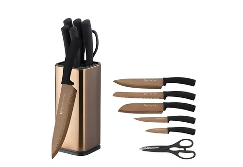 Edenberg 7-teiliges Messerblock-Set mit Edelstahlmessern und Küchenschere