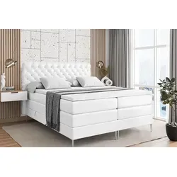 ALTDECOR Boxspringbett mit Stauraum und Topper - Weiß - Erleben Sie erholsame Nächte mit diesem stilvollen Boxspringbett. Ausgestattet mit zwei Bettkästen bietet es viel Stauraum für Bettwäsche. Die Matratzen in H3 und H4 sorgen für individuellen Schlafkomfort.
