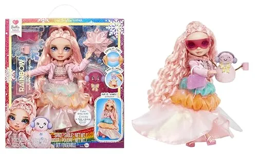Rainbow High Winter Wonderland Bella – Pinke 27,9 cm große Modepuppe mit magischem Schnee, versteckt in Mode, der Sich mit Wasser aufbläst, und Schneemann-Set, tolles Geschenk für Kinder von 4–12