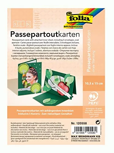 Folia Grußkarte Passepartout - 10 Teile in Grün, hochwertiges Papier für kreative Grüße und Einladungen