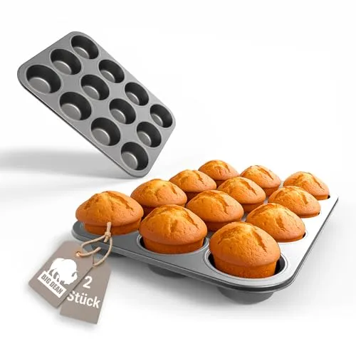 BigDean 2er Set Muffin Backform antihaftbeschichtet Muffinform Muffinblech aus Carbonstahl