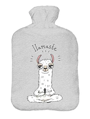 Wärmflasche mit Pullover Bezug 2 Liter Bettflasche mit schönen Fleece-Druck Bezug Gummi Wärmflasche mit Deckel Lamaste [092]