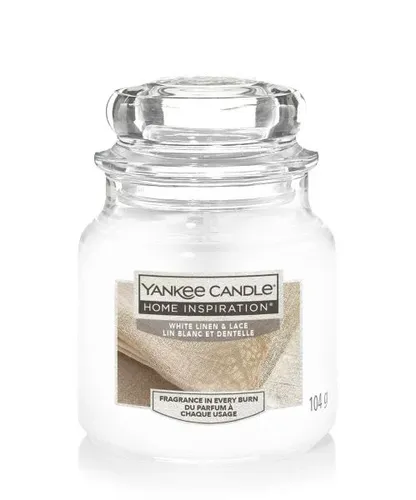 Yankee Candle Duftkerze Kleines Glas White Linen & Lace 104 g weiß Duft Kerze