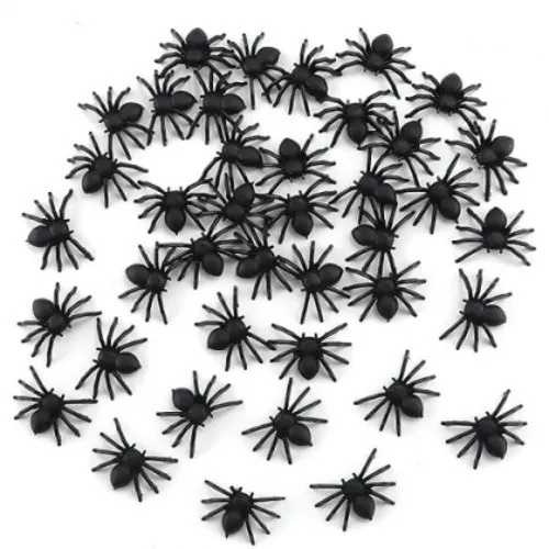 50x SCHWARZE SPINNEN Deko Tischdeko Halloween Grusel Party Mottoparty Partydeko