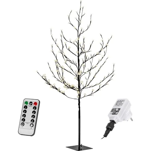 VOLTRONIC LED Kirschblütenbaum, innen und außen, IP44, Timer, warmweiß, Fernbedienung, Größenwahl, 220 cm 224 LEDs