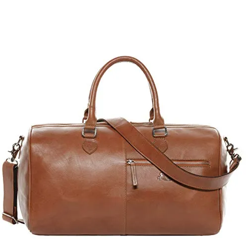 VS SID & VAIN große Weekender echt Leder - Sporttasche Seattle 46 cm - Reisetasche Handgepäck mit Schultergurt - Ledertasche Herren und Damen braun handgefertigt