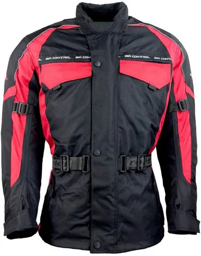 Roleff Racewear Motorradjacke Reno RO 7033, Schwarz/Rot, Größe M - Schutzjacke aus Kodra 500 D mit Wind-Tex Klimamembran, atmungsaktiv und wasserabweisend. Inklusive herausnehmbarer CE-Protektoren und Thermofutter für optimalen Komfort.
