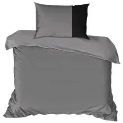 Ranforce Einzelbettbezug Set 100% Baumwolle - Hochwertiges Bettwäsche-Set aus 100% Baumwolle, maschinenwaschbar bei 30 °C. Ideal für gemütliche Nächte in Grau-Schwarz (135 x 200 cm).