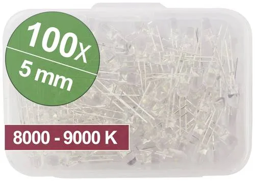 Quadrios LED-Sortiment Kaltweiß 5mm 20mA 3.0V