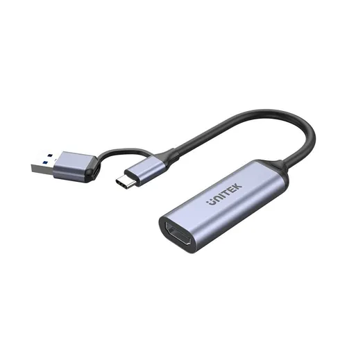 UNITEK V1167A Videokabel-Adapter USB Type-A/USB Type-C HDMI Schwar 4894160049315