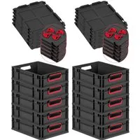 PROREGAL® Stapelbox SparSet 10x Eurobox NextGen Color 11L Schwarz Rot - Stapelboxen aus robustem, recyceltem Kunststoff (r-PP), temperaturbeständig und ideal für Lagerung und Transport. Mit ergonomischen Griffmulden für einfachen Transport und Farbcodierung für mehr Ordnung.