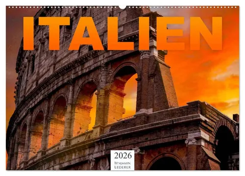 Benjamin Lederer Wandkalender Italien 2026 - Entdecken Sie 12 beeindruckende Bilder aus Italien in diesem hochwertigen DIN A2 Wandkalender. Ideal für Kunstliebhaber und Reisefans, bringt er mediterranes Flair in Ihr Zuhause.