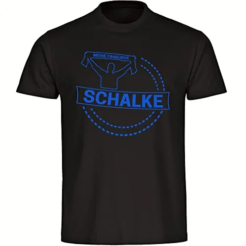 multifanshop Herren T-Shirt - Schalke - Meine Fankurve - Druck blau - Männer Größe M schwarz