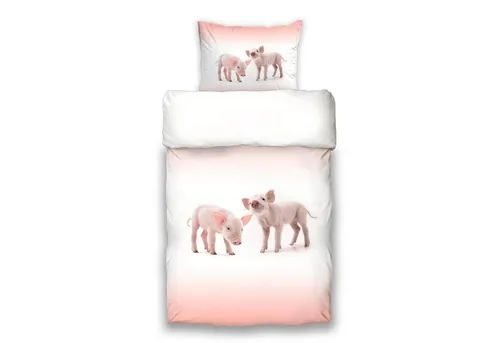 ESPiCO Kinderbettwäsche Piggy, 2-teiliges Set mit Tiermotiv - Bettwäsche-Sets aus 100% Baumwolle mit niedlichem Ferkel-Motiv, weich und anschmiegsam durch besondere Renforcé-Qualität, ideal für ein gemütliches Kinderzimmer.
